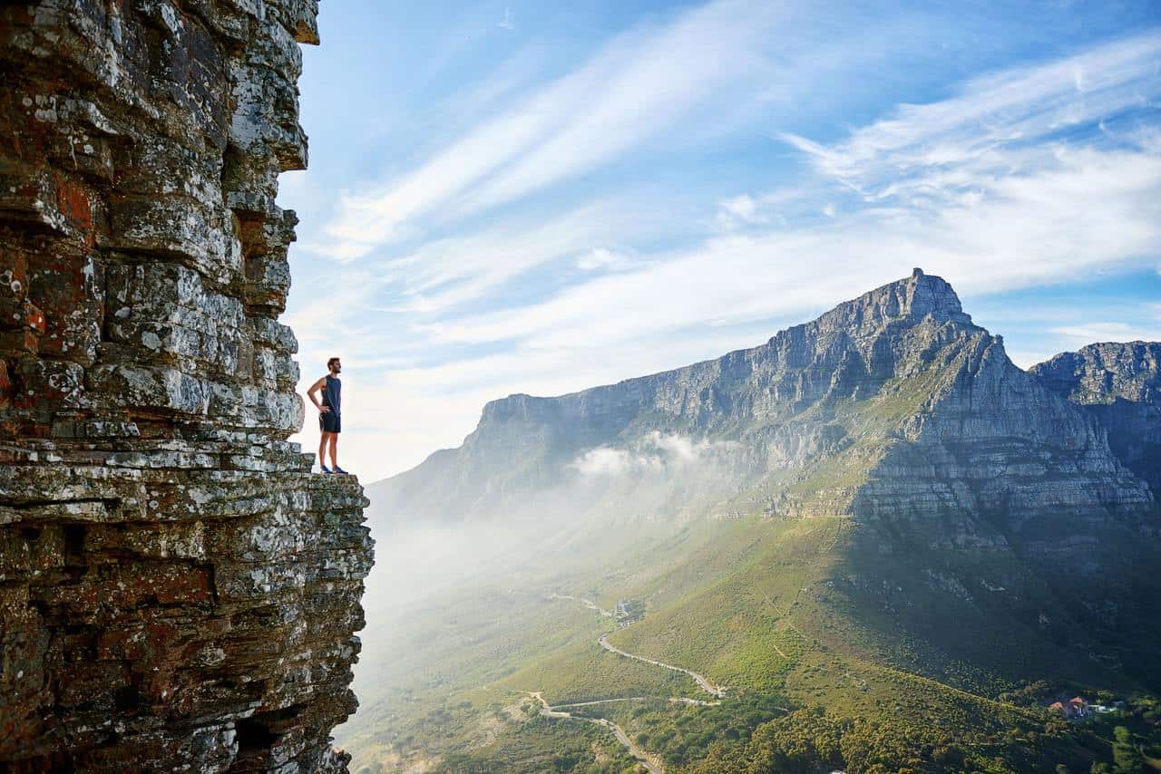 Man standing on cliff