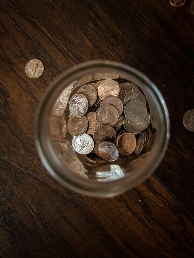 Coins in a jar